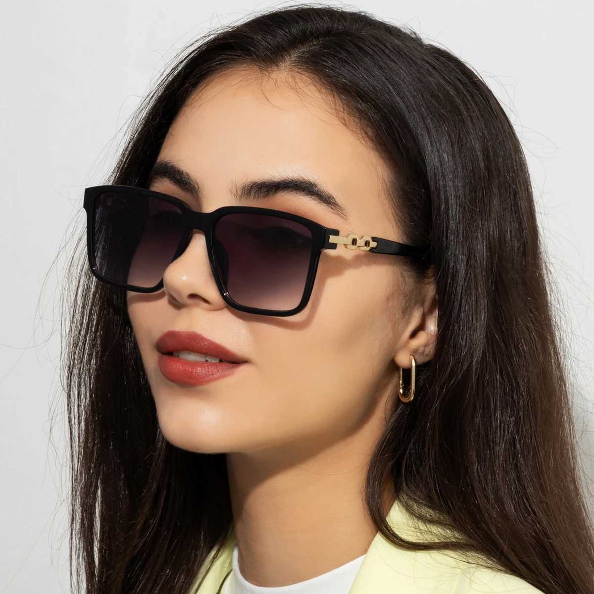 Fashion Womens Large Frame Square Sunglasses Multi Color Sun Glasses Gradient Lens Anti-UV400 Luxury Brand Eyeglasses Female D260326
