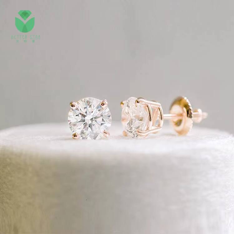 Betterstar IGI Lab Grown Diamond Stud Earrings Custom 14K/18K Gold Diamond Jewelry Lab Created Diamond Earrings for Women
