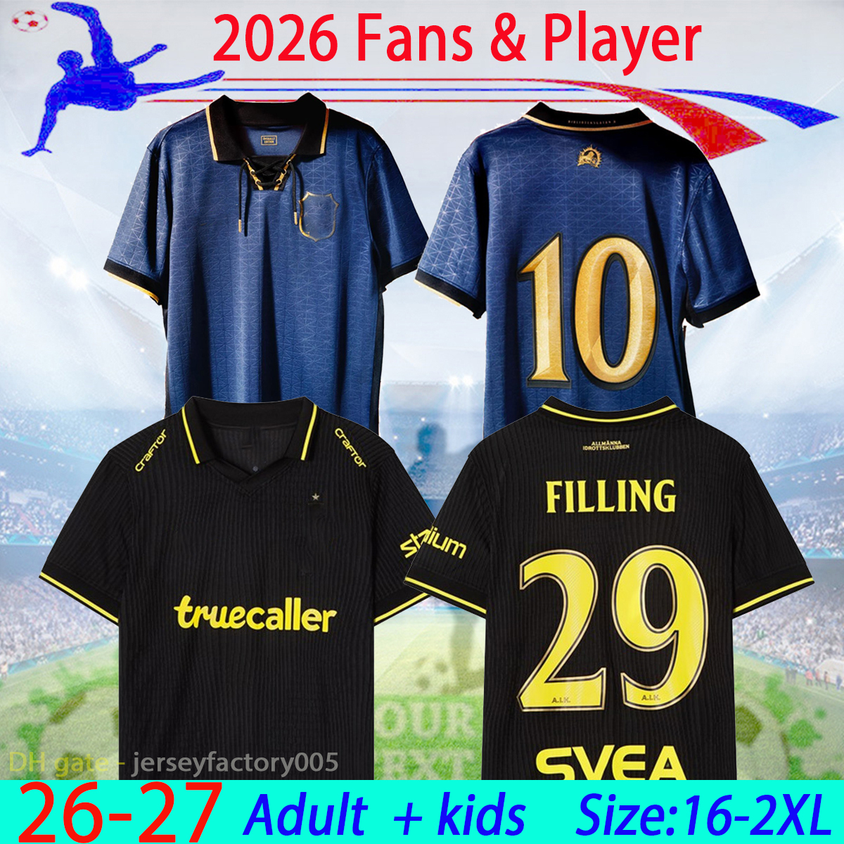 2026 S-4XL AIK Special Limited Edition soccer jerseys 26 27 FILLING men tops tee shirts Fotboll shirts all black Solna