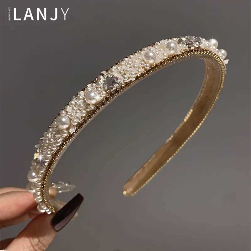 Hairband for women womens hair accessories bands slim design with gear and anti slip hairpin summer rhinestone pearl headband D260326