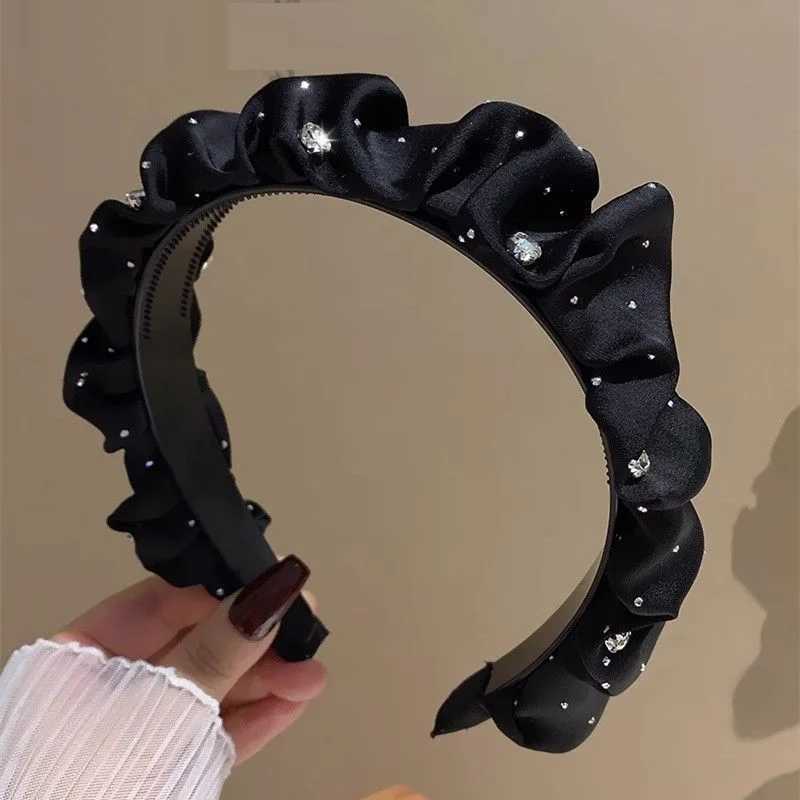 1pc womens satin black broken drill bit headband high skull top French headband hair accessory D260326