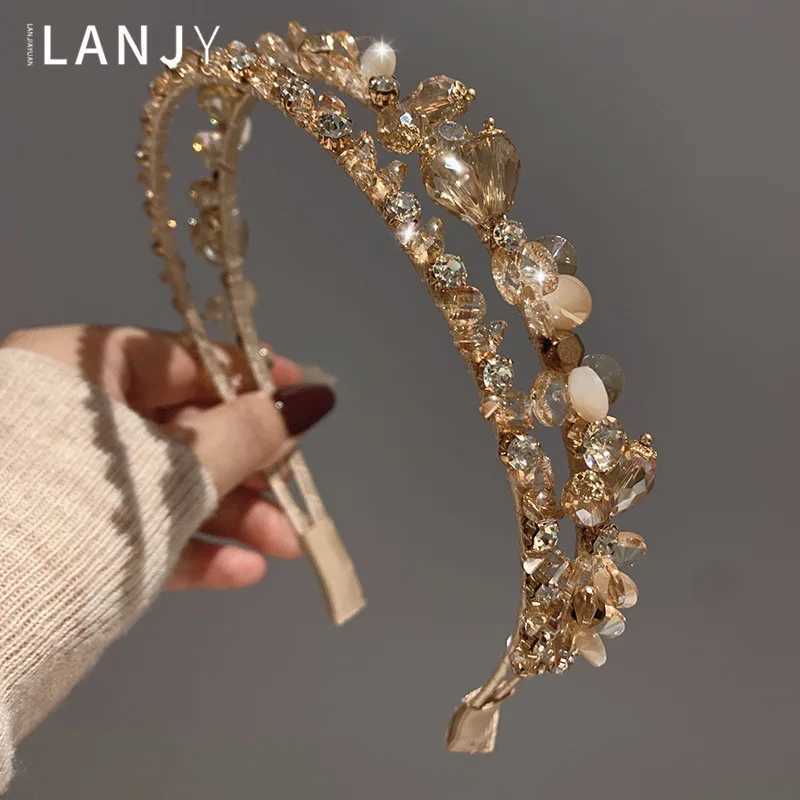 New Fairy style Double layered Crystal hair accessories headband womens Hands Pressed Hair Hoop Versatile Hair Clips for women D260326