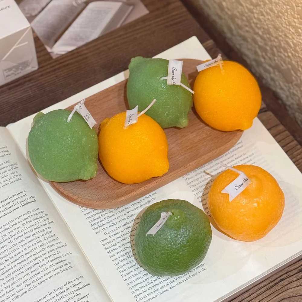 Lemon Candle Creative Simulated Fruit Candles DIY Fragrance Birthday Gift Imitation Fruit Candle Scented Candles Ornaments H260326