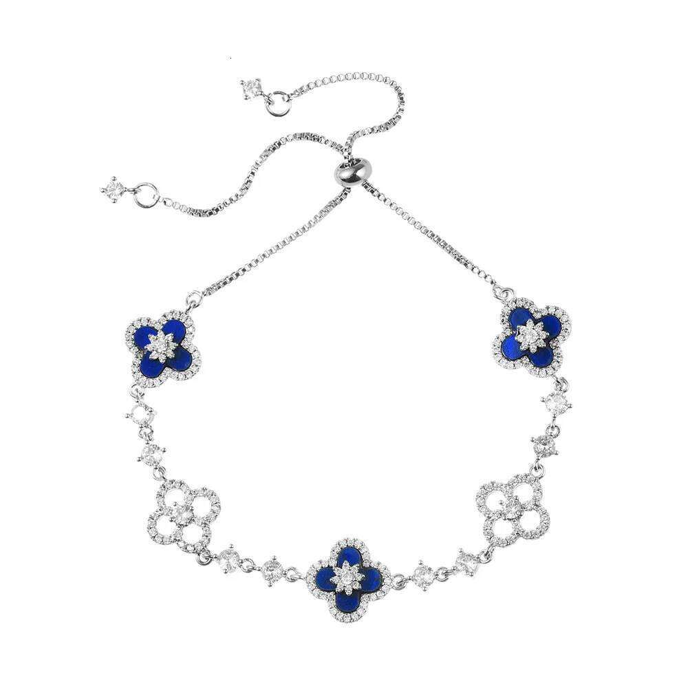 Light Luxury Cherry Blossom Pink Shell-like Clover Bracelet Women's Stylish Chic Jewelry,Lucky Four-Leaf Flower Design