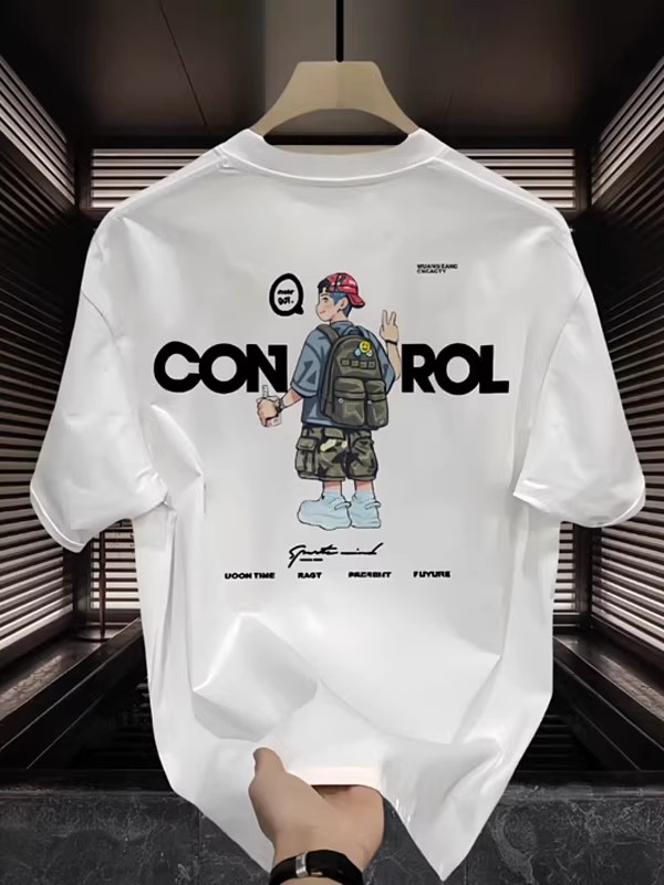 Summer New Arrivals Men's American High-Street T-Shirts | Youth-Focused Figure Graffiti Graphic Crew Neck Short Sleeve Base Layer Tops