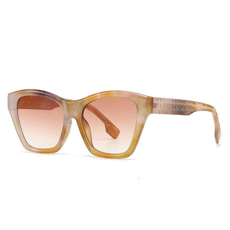 Luxury Brand Designer Sunglasses European And American New Style Internet Celebrity Fashion Trend Plaid Light Luxury Cat Eye Women's Sunglasses H
