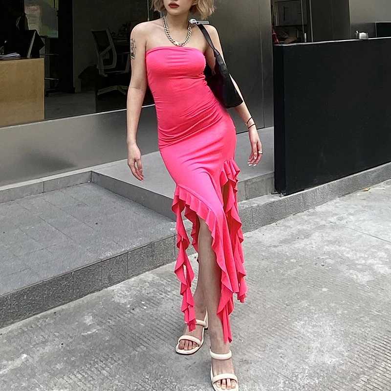 2024 Spring/Summer European and American Fashion Trend Womens New One Shoulder Bra Wrap Hip Slim Fit Irregular Dress M260326