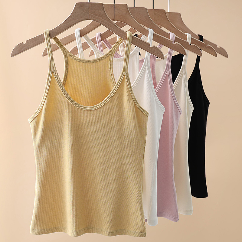 Women Cropped Top Tank Top Anagram Regular Cropped Cotton Jersey Camis Female Femme Knits Tees Designer Embroidery Knitted Sport Breathable Vest Tops