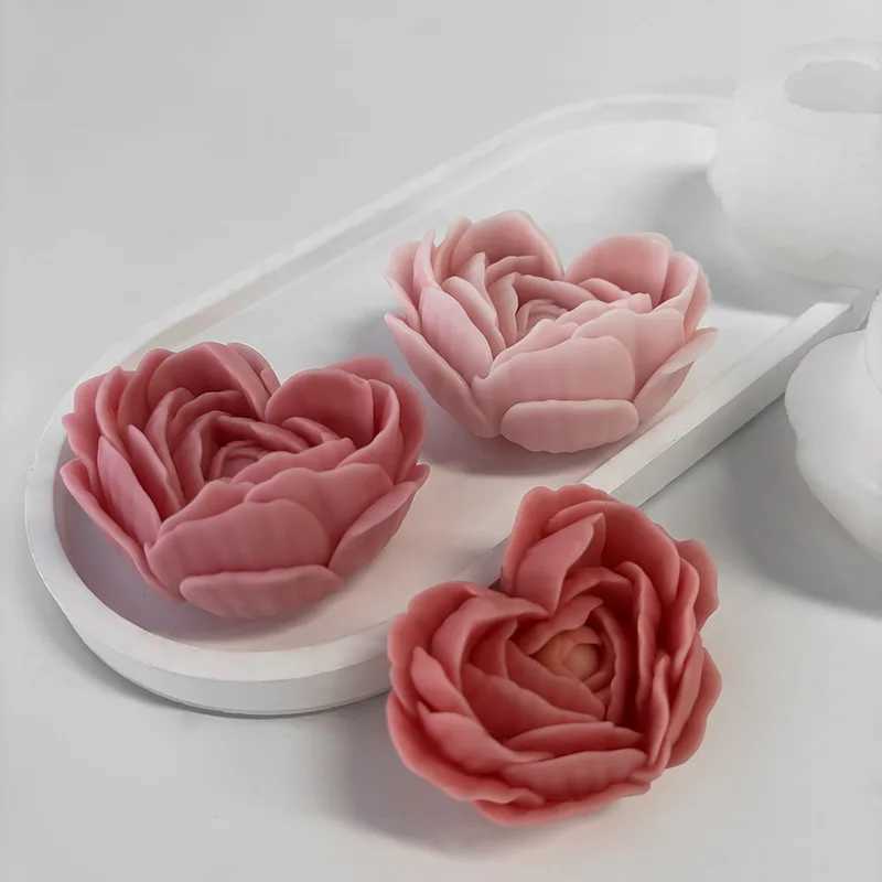 Love Flowers Mold DIY Heart Shaped Roses Aromatherapy Candle Epoxy Resin Plaster Mould Handmade Soap Silicone Molds H260326