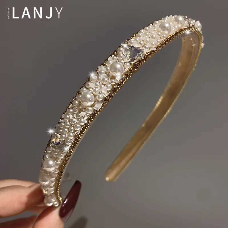 Hairband for women womens hair accessories bands slim design with gear and anti slip hairpin summer rhinestone pearl headband D260326