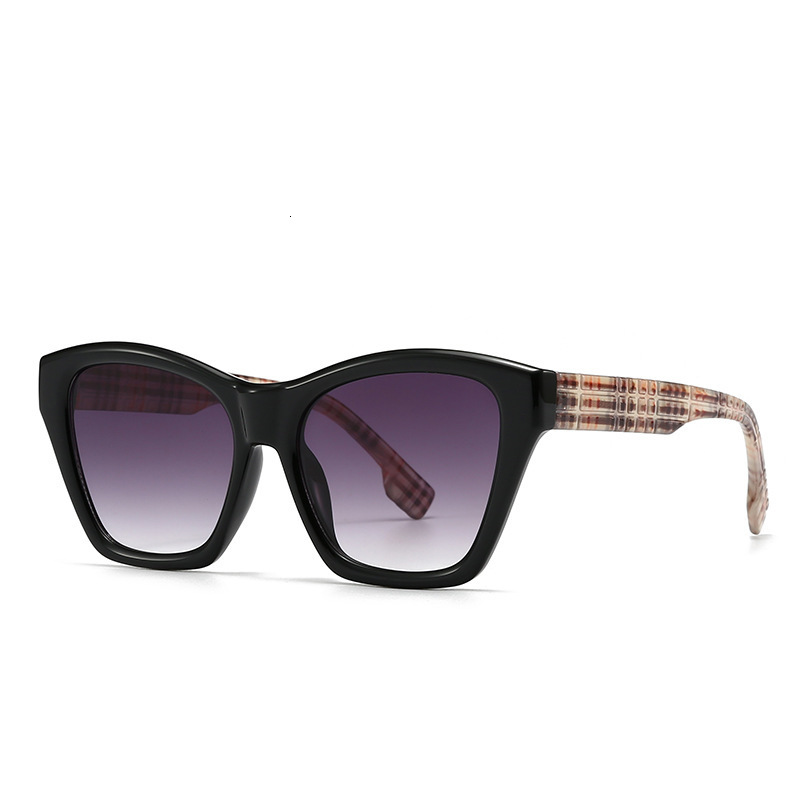 Luxury Brand Designer Sunglasses European And American New Style Internet Celebrity Fashion Trend Plaid Light Luxury Cat Eye Women's Sunglasses H