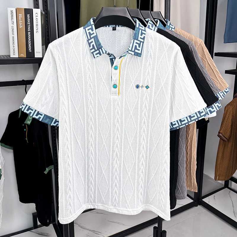 High End Luxury Mens Polo Shirt Color Blocked Lapel Short Sleeve T-Shirt Summer New Embroid Wrinkle Resistant Fashion Menswear C260326