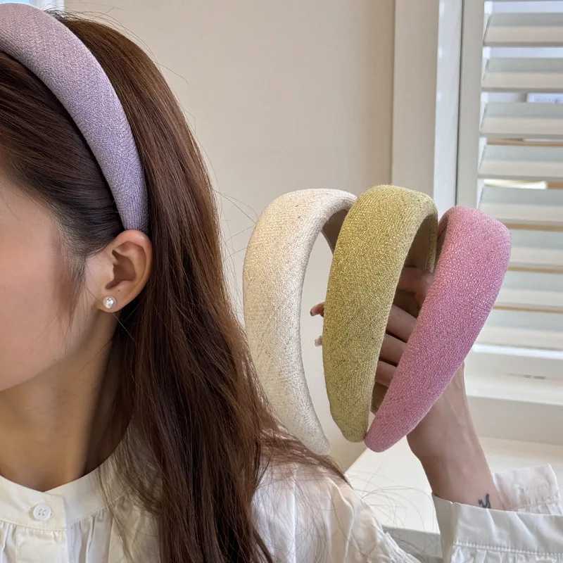 2025 Spring Summer Wide Headband Korean Volumizing Hair Band for High Crown Non-Slip Headwrap Elegant Daily Hair Accessories D260326