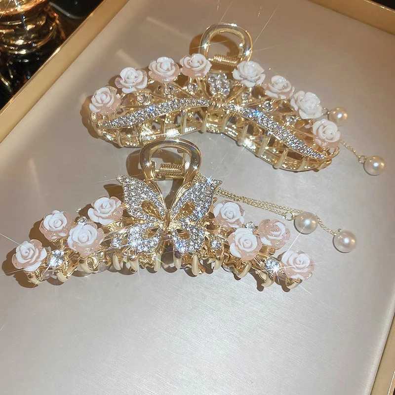 Light Luxury Rhinestone Bell Orchid Tassel Hair Clip Flowers Rose Butterfly Claw Clip Shark Hair Claw Barrette Hair Accessories H260326