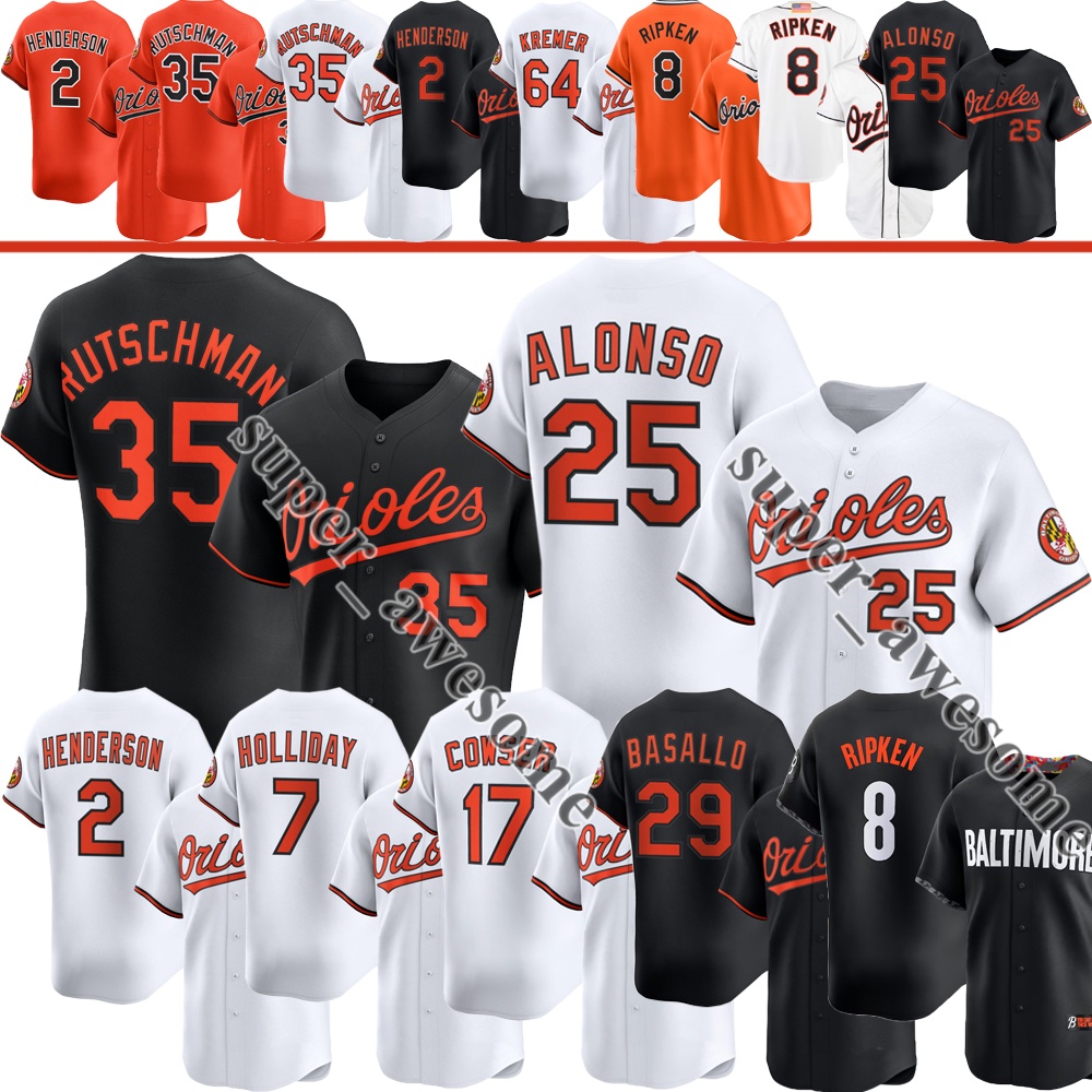 Pete Alonso Adley Rutschman Baseball Jersey Samuel Basallo Jackson Holliday Gunnar Henderson Coby Mayo Colton Cowser Dean Kremer Kyle Bradish RIPKEN WEAVER MURRAY