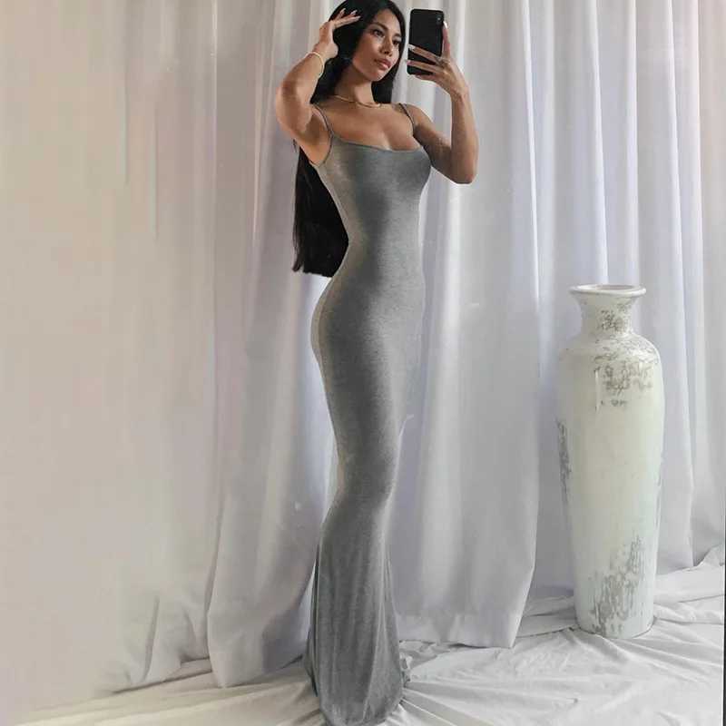 Europe and the United States cross-border foreign trade women 2024 solid color sexy slim high step slip dress M260326