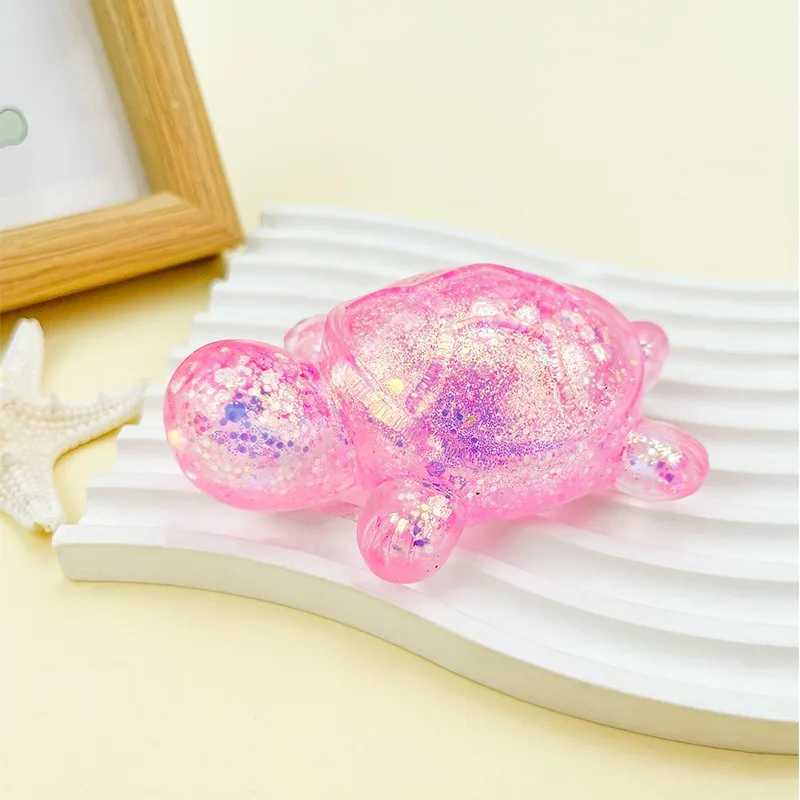 Squishy Turtle Fidget Toy Glitter Turtle Squeeze Toy Small Cute Animal Anti Stress Fidget Splat Decompressions Vent Squeeze Toy H260326