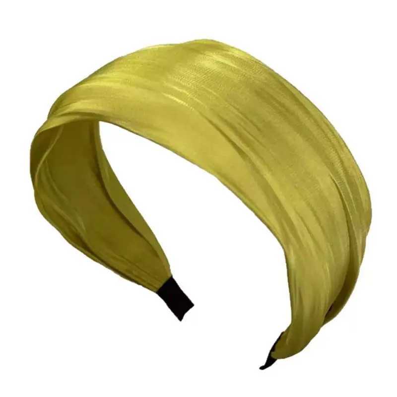 Korean Solid Color Satin Headband for Women Girls Fashion Elegant Wide Sponge Hair Hoop Headwear Hair Accessories D260326