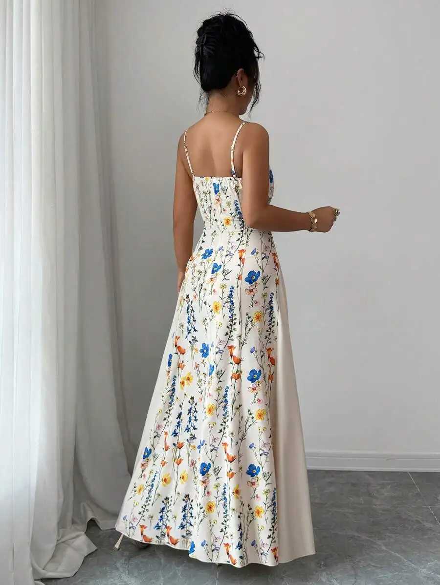 EleGant Floral Print SLeeveless Maxi Dress for Spring Summer M260326