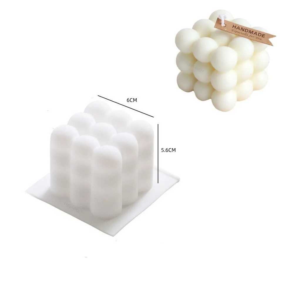 3D Bubble Cube Candle Silicone Mould Home Decor Scented Candle Mould Handmade Chocolate Dessert Cake Baking Mould Tool H260326
