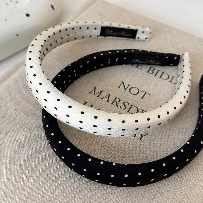 Retro Satin Polka Dot Sponge Headbands for Woman Fashion Temperament Hair Hoop Wash Face Hair Band Female Party Hair Accessories D260326