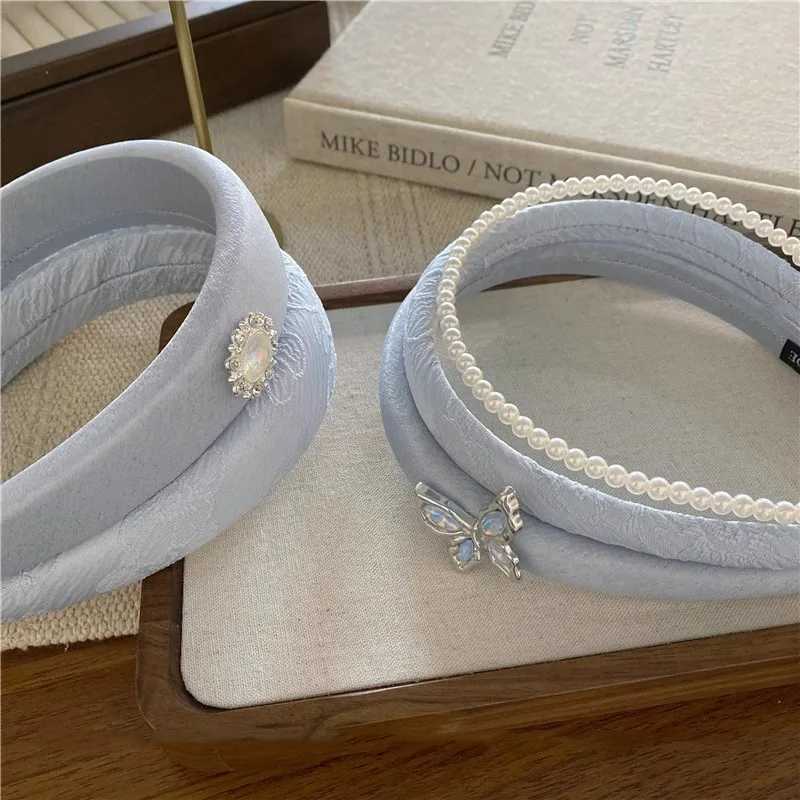 1 Pcs Ladies Hair Band Rhinestone Butterfly Pearls Elegant Gentle Sweet Korean Headbands Fashionable Versatile Hair Accessories D260326