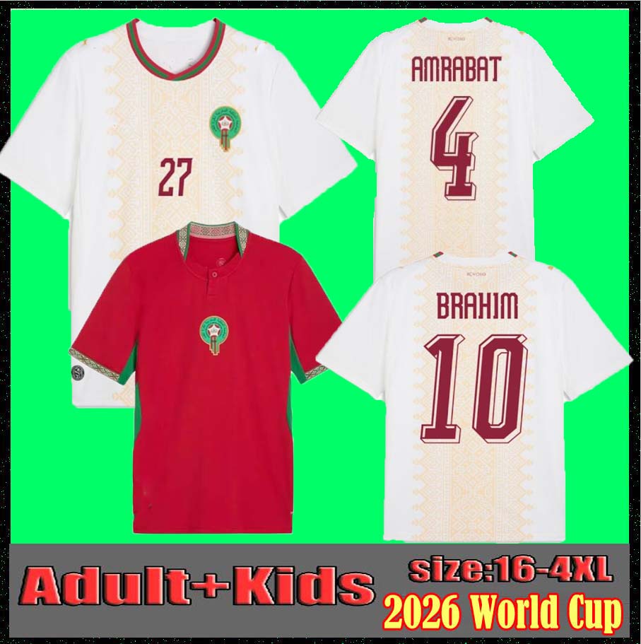Morocco 2026 World CUP soccer jersey 2025 Africa Cup HAKIMI BRAHIM OUNAHI 2027 SAISS ZIYECH Y.EN-NESYRI 25 26 27 National team Home Player football shirt men Kids kit