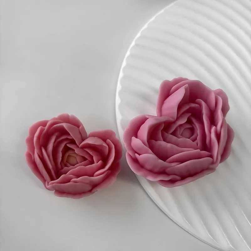 Love Flowers Mold DIY Heart Shaped Roses Aromatherapy Candle Epoxy Resin Plaster Mould Handmade Soap Silicone Molds H260326
