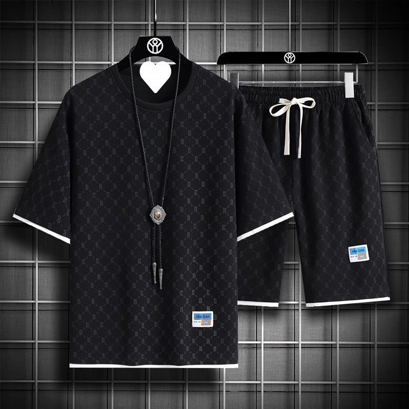 Luxury Brand Designer Clothes 2025 Summer Sports Set For Men Trendy Brand Fashion Full Print Casual T-Shirt And Shorts Two-Piece Set For Men