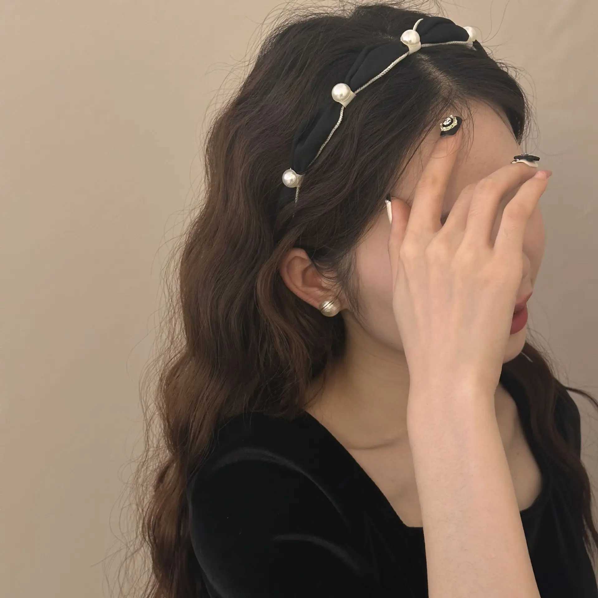 Headbands for women girl hair bands accessories korean adults sweets kpop Gift new 2024 popular fairy pearl Designer fascinator D260326