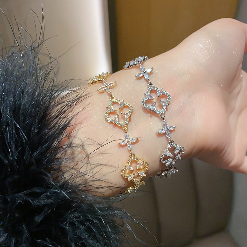 Light Luxury Zircon Flower Adjustable designer bracelet High-End Exquisite New Style Bracelet Internet Celebrity Fashion Versatile Jewelry