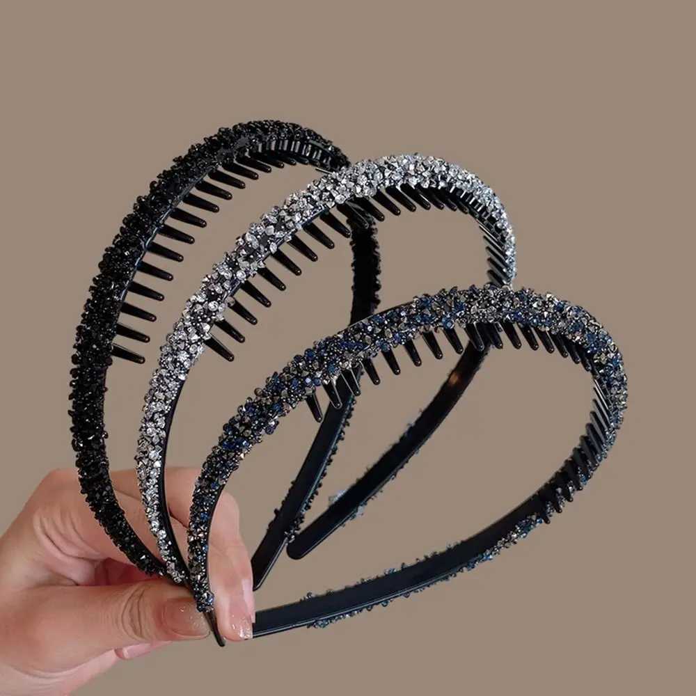 Plastic Rhinestone Headband Cute with Toothed Face Wash Diamond Hair Hoop Korean Style Make Up Hairband Non-slip D260326