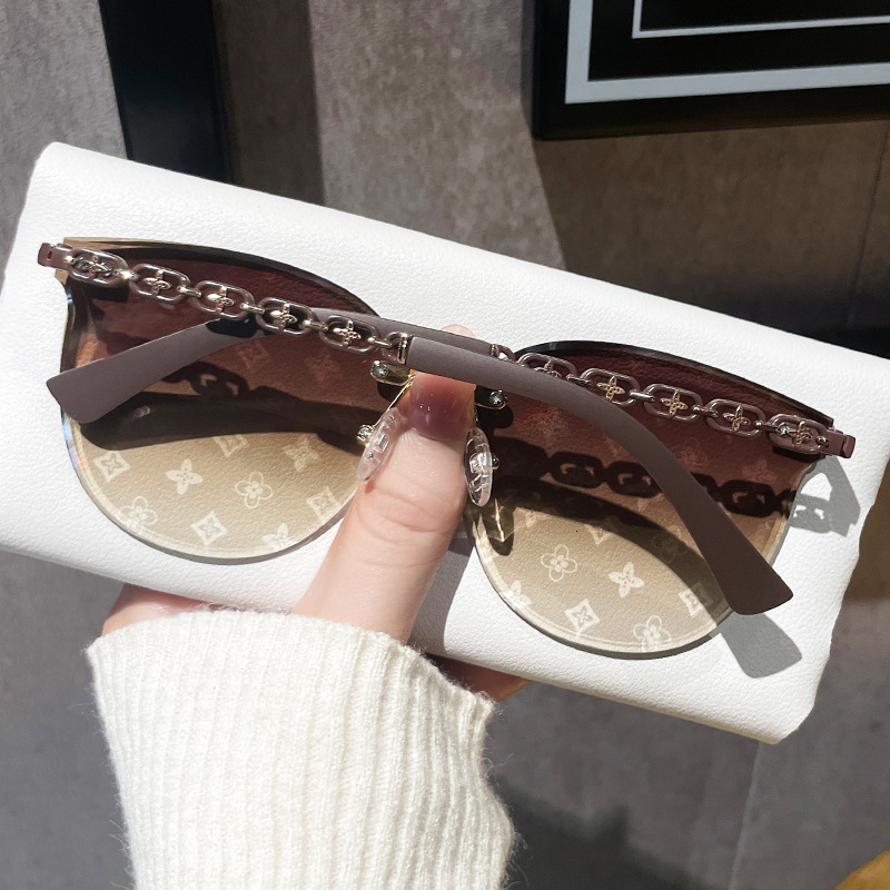 Luxury Brand Designer Sunglasses 2026 New Frameless Cut-Edge Lens Fully Printed High-End Sunglasses For Women, Little Red Book Style, Light Luxury Sun