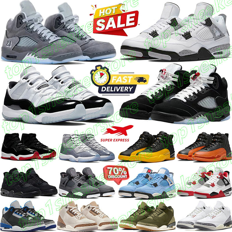 Designer 3s 4s 5s Basketball shoes 5 Wolf Grey Men Women 4 Black cat 11s Cool Grey Pink 12s Replica Gamma Blue UNC 3 White Cement Bred Sail sneakers trainers sports 36-47