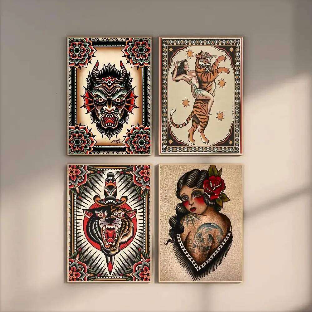 Quiet Wild Tattooed Gir Poster HD Sticky Wall Waterproof Home Living Room Bar Aesthetic Decor 26L0326