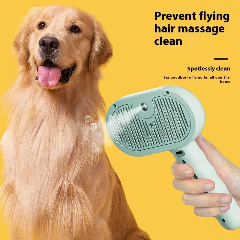 Dog Comb Pet Steam Massage Brush Safe Round Head Soft Teeth Spray Hair Removal Comb for Dog Universal for Cats Dogs Accessories 260317