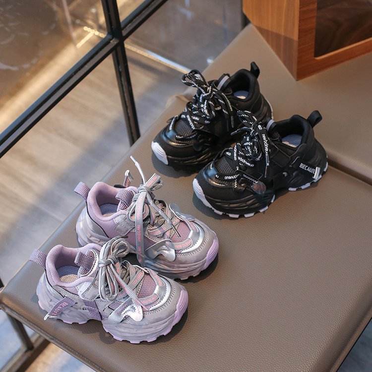 Boys Girls Kids Chunky Sneakers Fashion Platform Trainers Non-Slip soft sole wear-resistant Lightweight Casual Walking Shoes for Toddler Little Kid Fr