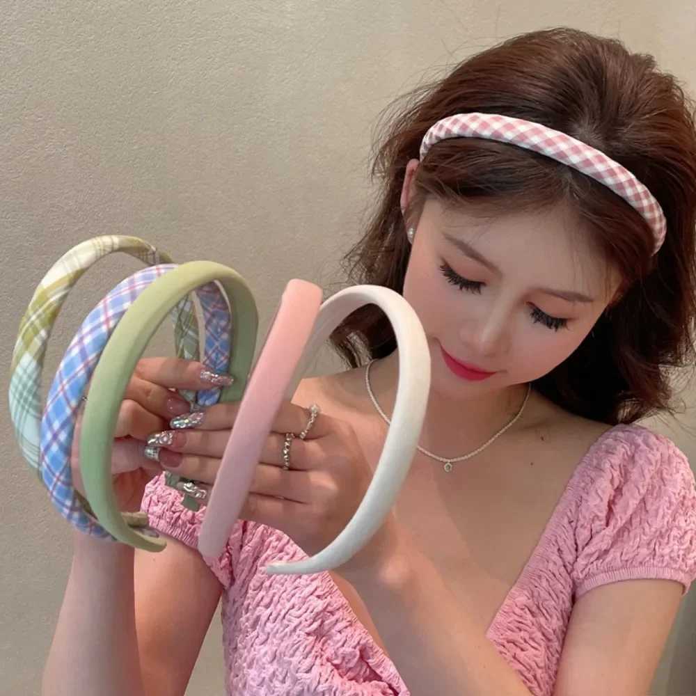 2pc European and American Retro Solid Plaid Headband Hair Bands Hairband Hoop for Women Girls Holiday Korean Hair Accessories D260326