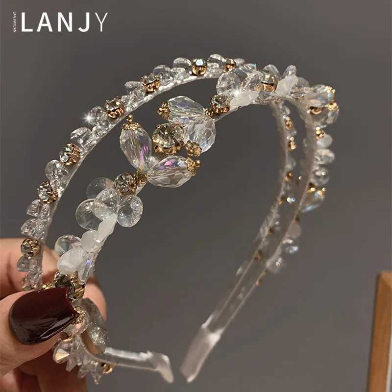 New Fairy style Double layered Crystal hair accessories headband womens Hands Pressed Hair Hoop Versatile Hair Clips for women D260326