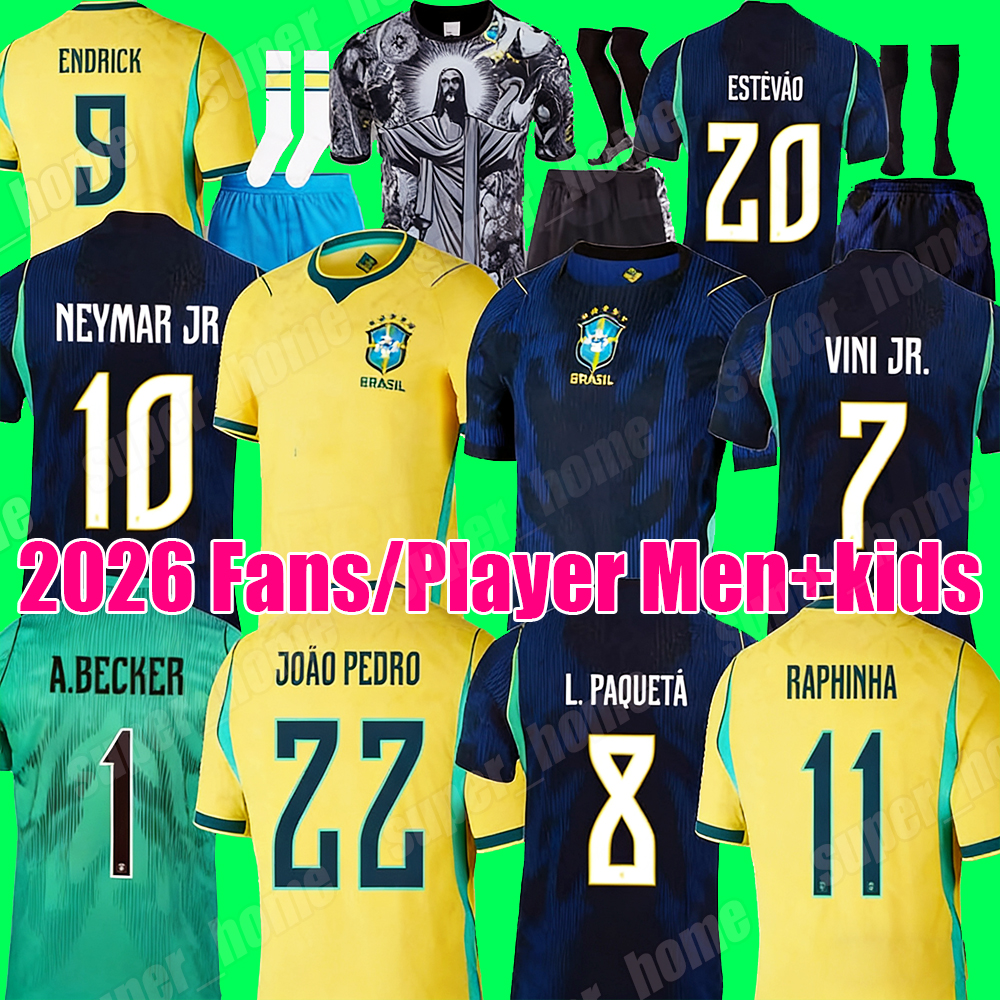 2026 brazils soccer jerseys 26 27 RICHARLISON CUNHA ESTEVAO Camiseta RAPHINHA PAQUETA VINI JR RODRYGO Brasil football kits soccer shirt men women kids sets uniform