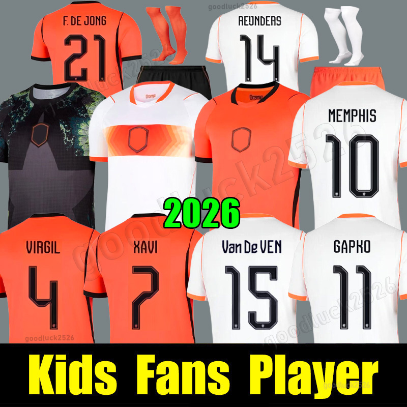 2026 World Cup NetHErlANds MEMPHIS Soccer 25 26 Holland Jersey DE JONG VIRGIL DUMFRIES Shirt Reijnders DE LIGT Men KIDS GAKPO MALEN Gravenberch van de Ven Uniforms