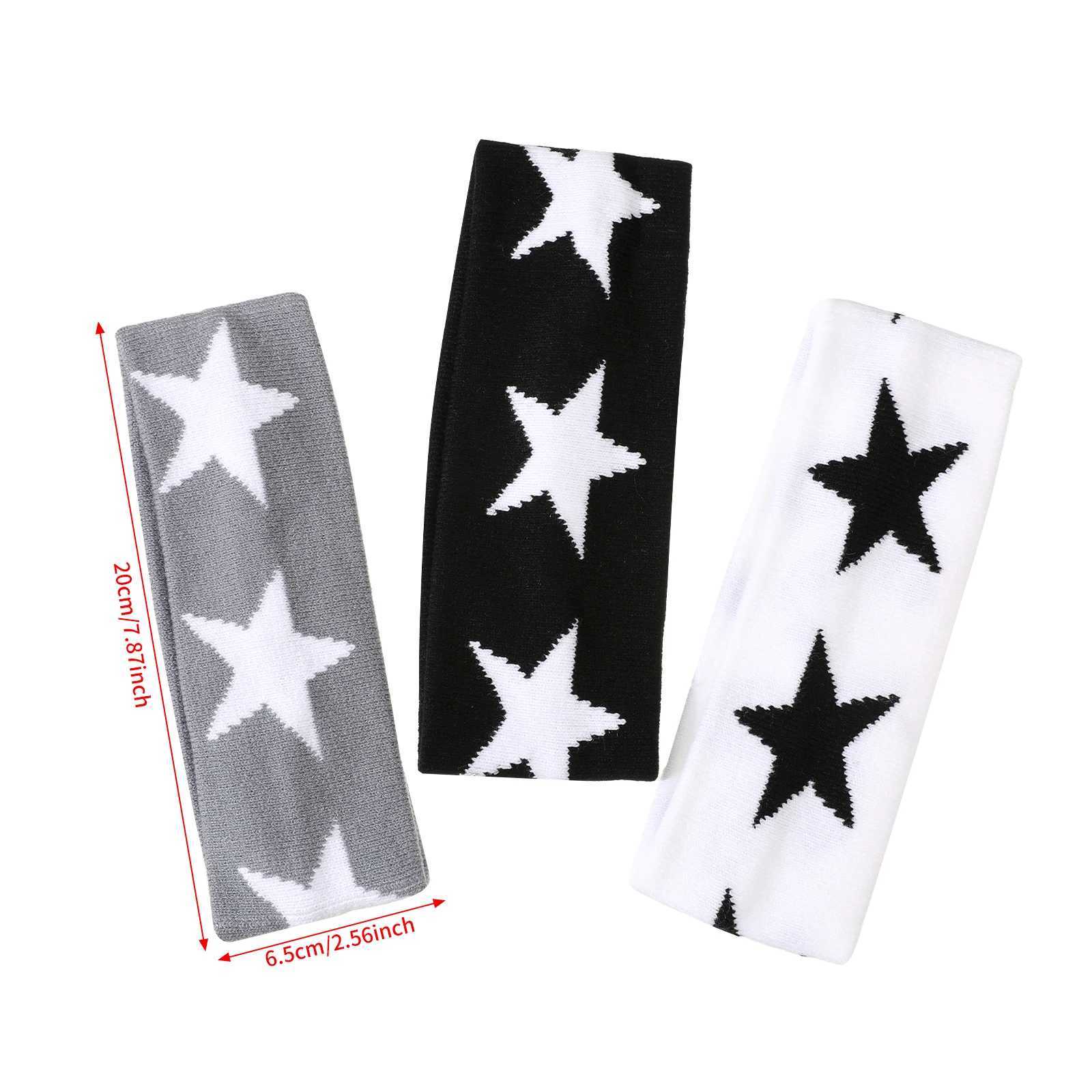 Star Print Solid Color Headband for Women Girl New Cotton Hair Accessories for Daily Fashionable Soft Hairband D260326