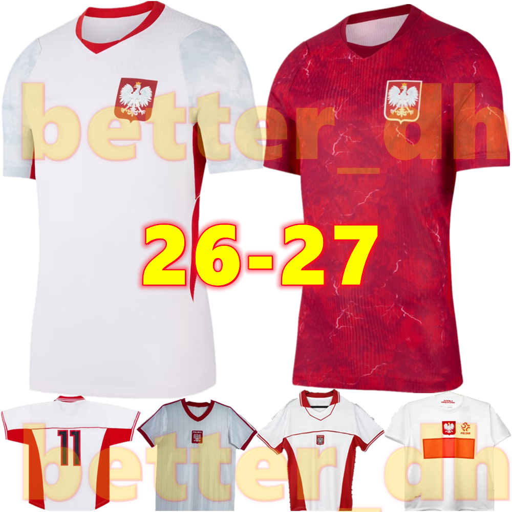 26 27 World Cup Poland New Men Home Away Polska National Team LEWANDOWSKI Soccer Jerseys BEDNAREK CASH ZIELINSKI SZYMANSKI KIWIOR 82 97 12 Polish kids