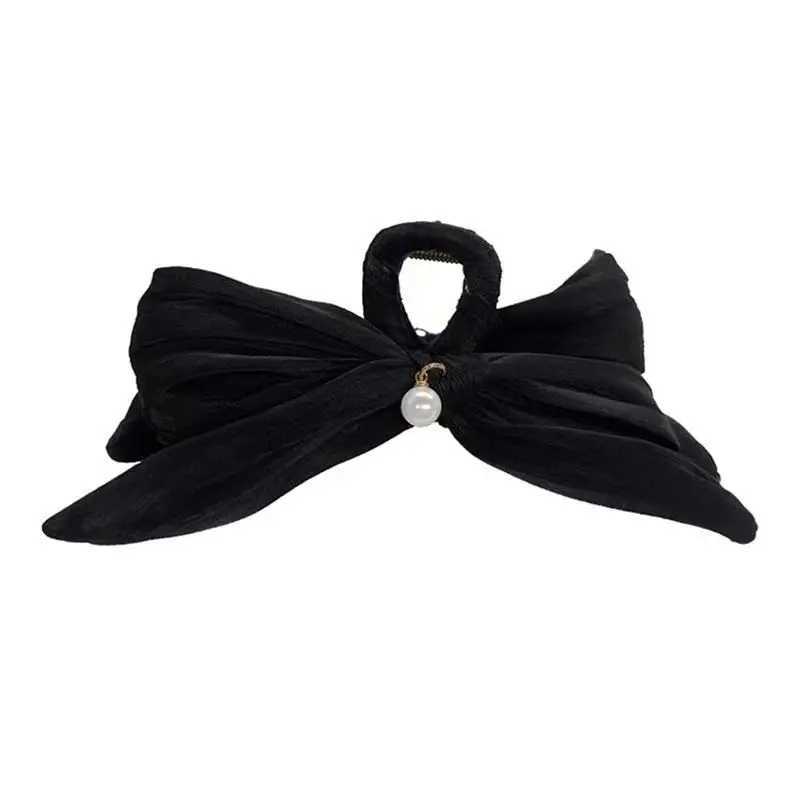 1pc Wrinkled bow clip large new autumn elegant hair clip womens back of the head super fairy shark clip H260326