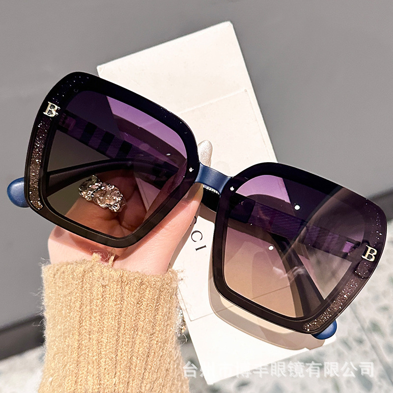 Luxury Brand Designer Sunglasses 2026 New Model Letter Pattern Polarized HD Sunglasses For Women, Light Luxury High-Quality Large Frame Sunglasses Who