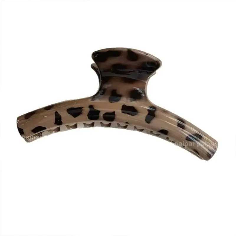 2Pcs Vintage Leopard Print Large Shark Hair Claw Clip Women Elegant Geometric Catch Clamp Hairgrip Hold Hair Styling Accessories H260326