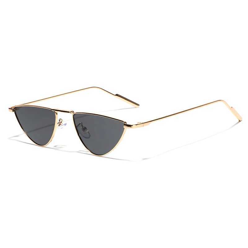 New Triangle Cat Eye Sunglasses Vintage Alloy Sun Glasses Women Unique Elegant black gold Shades Oculos Feminino 2024 Summer D260326