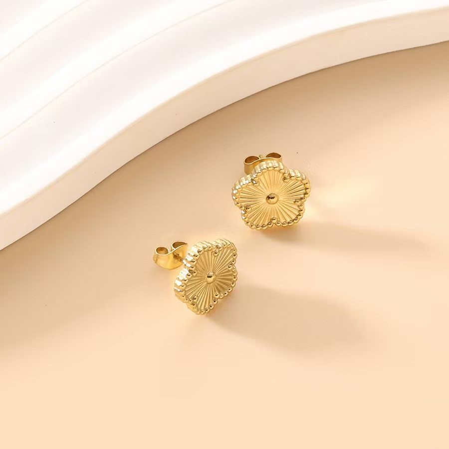 3pcs/set Designer Jewelry Set Five-petal Flower Clover Earrings Necklace Ring Bracelet Stainless Steel set for Woman Accessories Party Jewelry