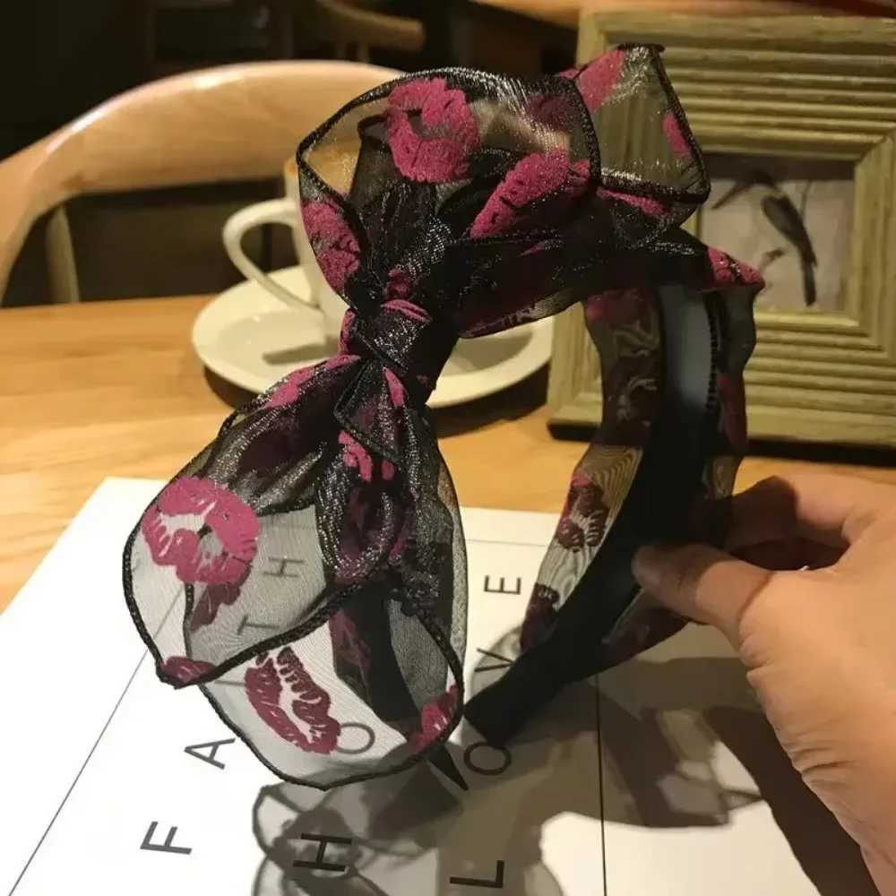 2024 Fashion Trend Womens Wide Headband Bow Knot Cross Sweet Korean Style Polka Dot Hairband Cute Hair Hoop Headwear Headdress D260326