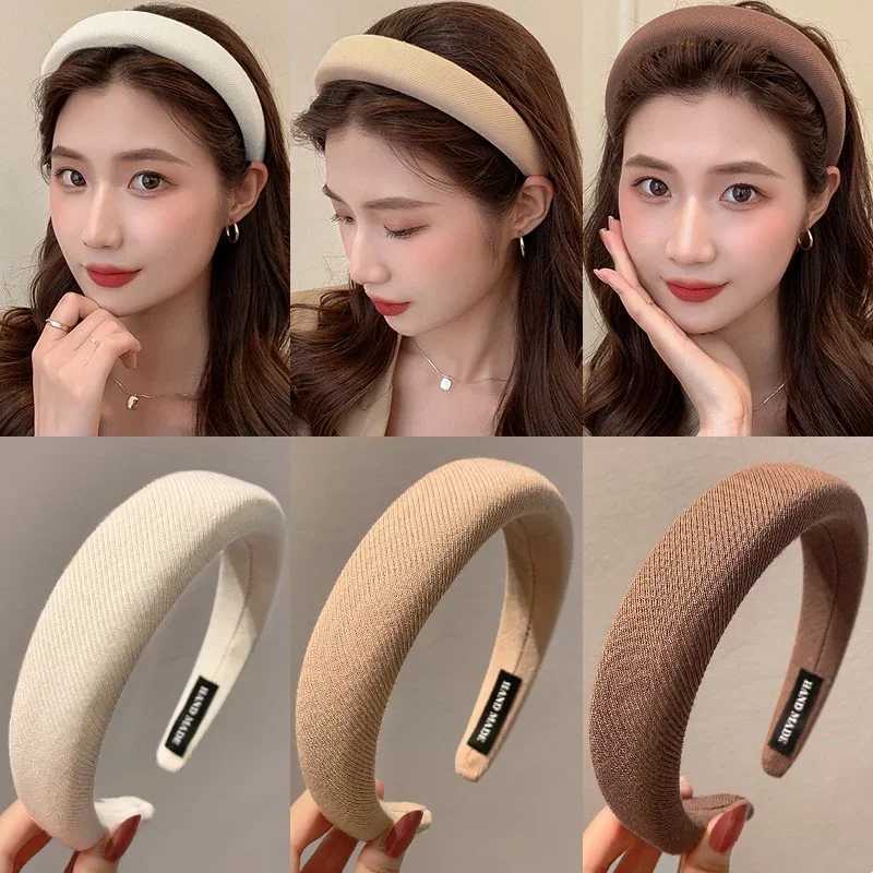 Wild Solid Color Sponge Headband for Women Fashion Girl Wash Face Wide Edge Simple Hair Band D260326